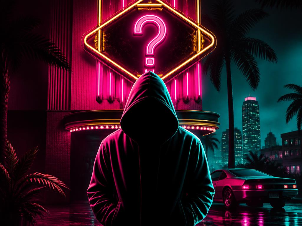 Illustration einer unbekannten Figur im Neonlicht